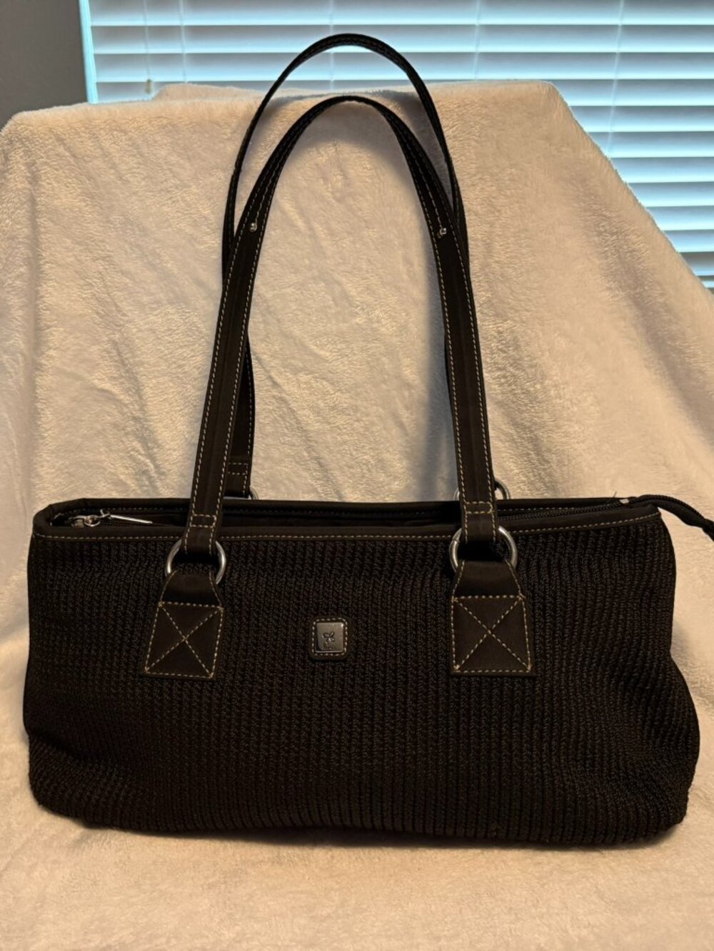 Lina Black Woven Crochet Shoulder Bag Satchel Purse Vintage Y2K Boho
